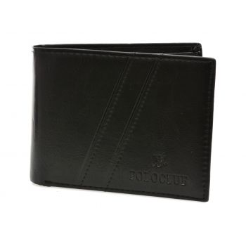 Portofel POLOCLUB negru, PCP9012, din piele naturala
