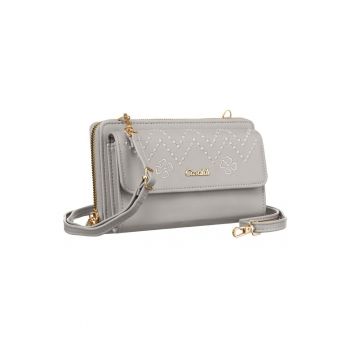 Etui din piele ecologica cu detalii brodate