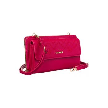 Etui din piele ecologica cu detalii brodate