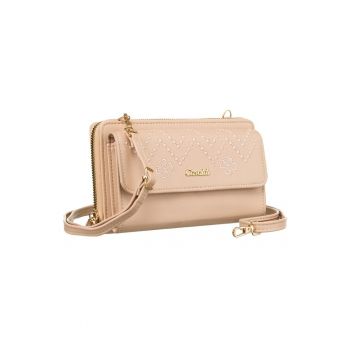 Etui din piele ecologica cu detalii brodate