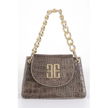 Geanta crossbody cu logo metalic