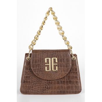 Geanta crossbody cu logo metalic