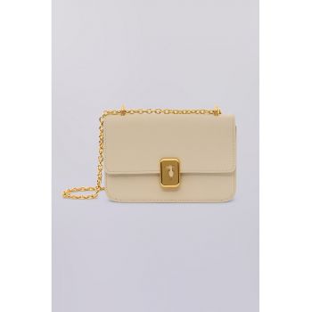 Geanta crossbody de piele cu bareta de lant