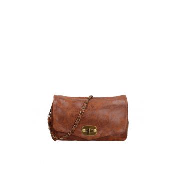 Geanta crossbody de piele cu inchidere metalica Floralla