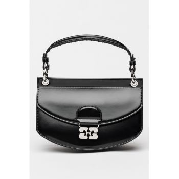 Geanta crossbody de piele ecologica cu clapa si detaliu metalic