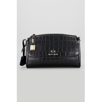 Geanta crossbody de piele ecologica cu imprimeu logo