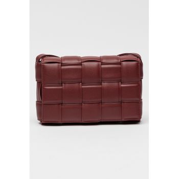 Geanta crossbody de piele ecologica cu model tesut