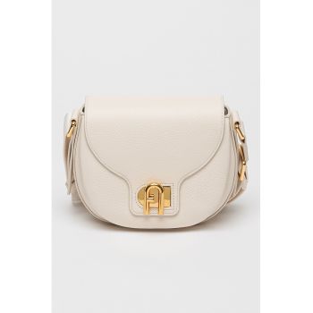 Geanta crossbody din piele cu bareta cu model logo Lotus