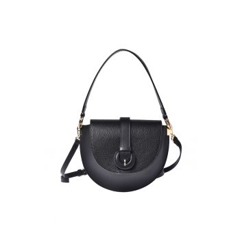 Geanta crossbody din piele cu bareta decorativa si clapa
