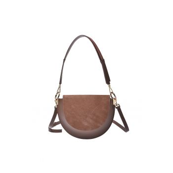 Geanta crossbody din piele cu garnitura din piele intoarsa