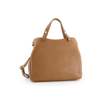 Geanta crossbody din piele naturala -  maro - 31x26x10cm - cu 3 compartimente interioare - curea detasabila max 115cm