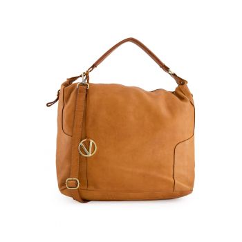 Geanta crossbody  din piele naturala - maro - 39x33x15cm - cu 3 buzunare interioare - curea detasabila max 125cm