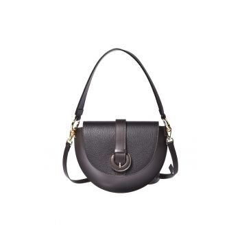 Geanta crossbody fin piele cu bareta decorativa si clapa