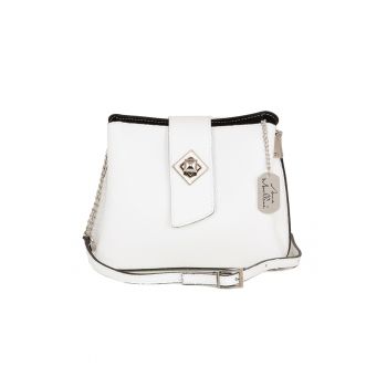 Geanta crossbody mica de piele cu logo
