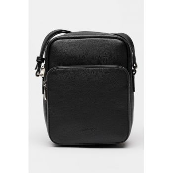 Geanta crossbody micro din piele ecologica cu buzunar frontal cu fermoar