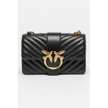 Geanta crossbody piele cu aspect matlasat Love - 54645