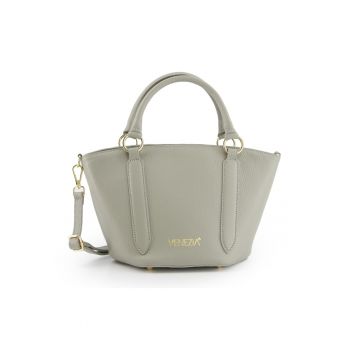 Geanta crossbody  piele naturala gri - 31x19x16cm - curea detasabila 113cm