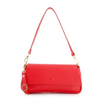 Geanta dama  crossbody - piele naturala - rosie - 30x14x8cm - curea detasabila 61cm - curea maxim 115cm