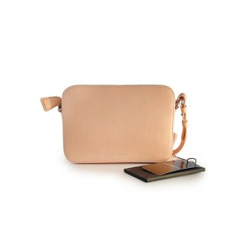 Geanta dama -  Piele naturala - 20 x 14 x 8 cm - Bej