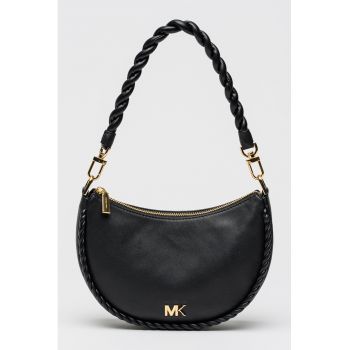 Geanta de piele cu bareta de umar si garnitura impletita Kyla