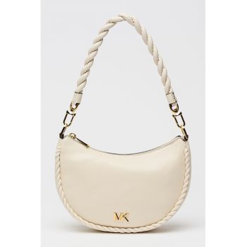 Geanta de piele cu bareta de umar si garnitura impletita Kyla