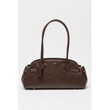 Geanta de piele cu bareta si logo