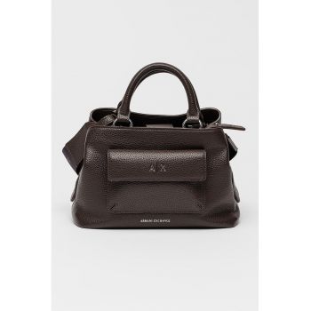 Geanta de piele ecologica cu bareta de umar si buzunar aplicat