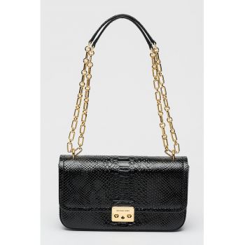 Geanta de piele texturata cu bareta de umar Tribeca