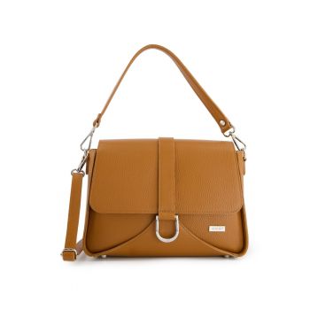 Geanta de umar din piele naturala  maro - 19x28x10cm - cu 3 buzunare interioare - curea detasabila 50cm