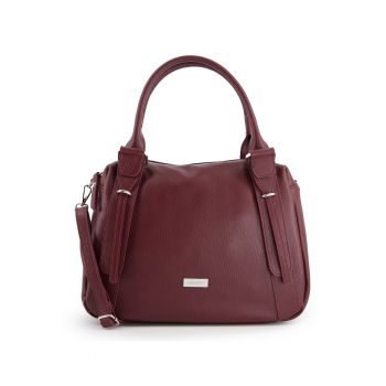 Geanta de umar -  piele naturala - 3 compartimente - bordeaux - 31x37x13cm