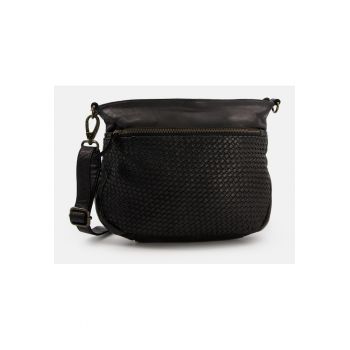 Geanta de umar -  piele naturala - neagra - 21 -5x30x10cm - 2 buzunare interioare - 2 buzunare exterioare - curea detasabila max 150cm