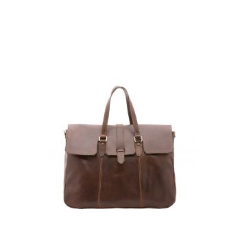 Geanta de voiaj unisex de piele - cu inchidere frontala