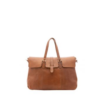 Geanta de voiaj unisex de piele - cu inchidere frontala