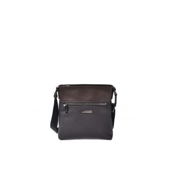 Geanta din piele cu bareta de umar si buzunar cu fermoar