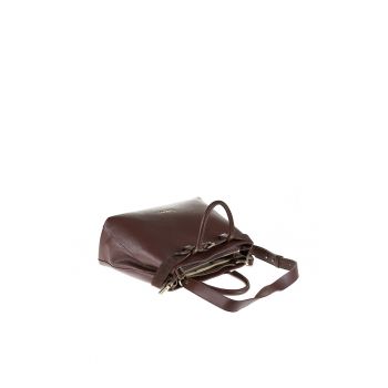 Geanta din piele cu bareta de umar si catarama decorativa Lumina Chic