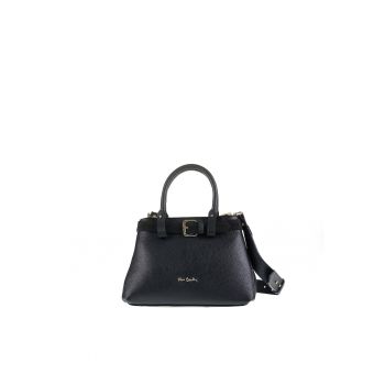 Geanta din piele cu bareta de umar si catarama Lumina Elite