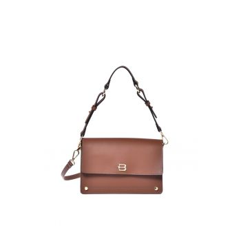 Geanta din piele cu bareta de umar si logo
