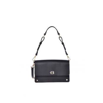 Geanta din piele cu bareta de umar si logo