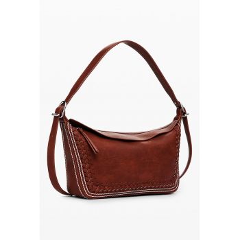 Geanta din piele ecologica cu bareta de umar si logo