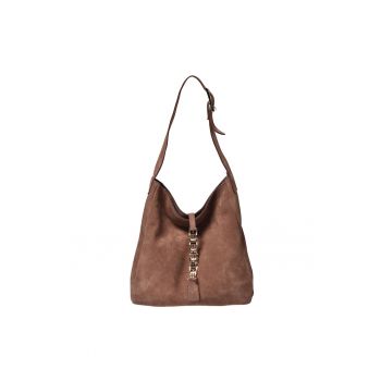 Geanta din piele intoarsa cu bareta de umar