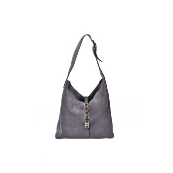 Geanta din piele intoarsa cu bareta de umar