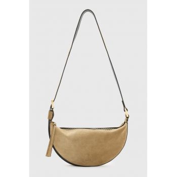 Geanta din piele intoarsa Half Moon