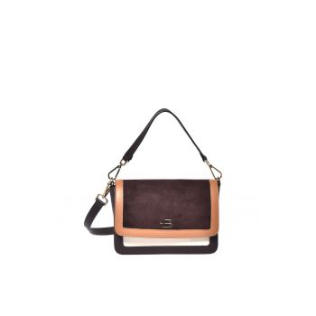 Geanta din piele si piele intoarsa cu bareta de umar