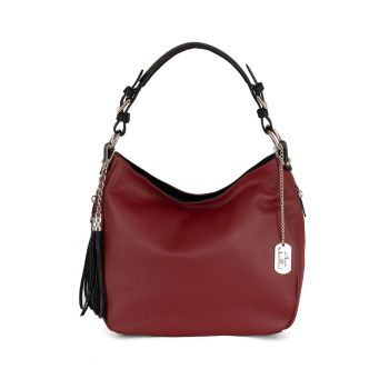 Geanta hobo de piele cu buzunare cu fermoar Fiorella