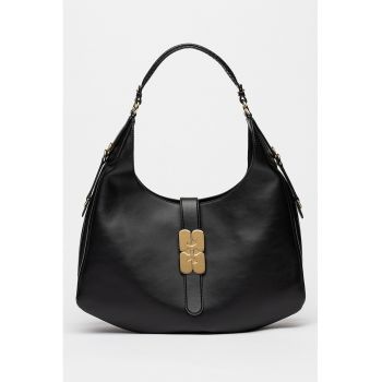 Geanta hobo de piele ecologica cu detaliu metalic