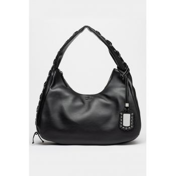 Geanta hobo de piele ecologica cu sireturi