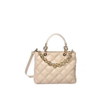 Geanta matlasata din piele cu bareta de umar