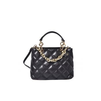 Geanta matlasata din piele cu bareta de umar