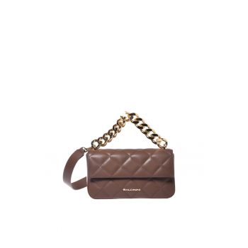 Geanta matlasata din piele cu bareta de umar