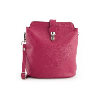 Geanta messenger dama  piele naturala - bordo - 20x19x10cm - cu curea detasabila